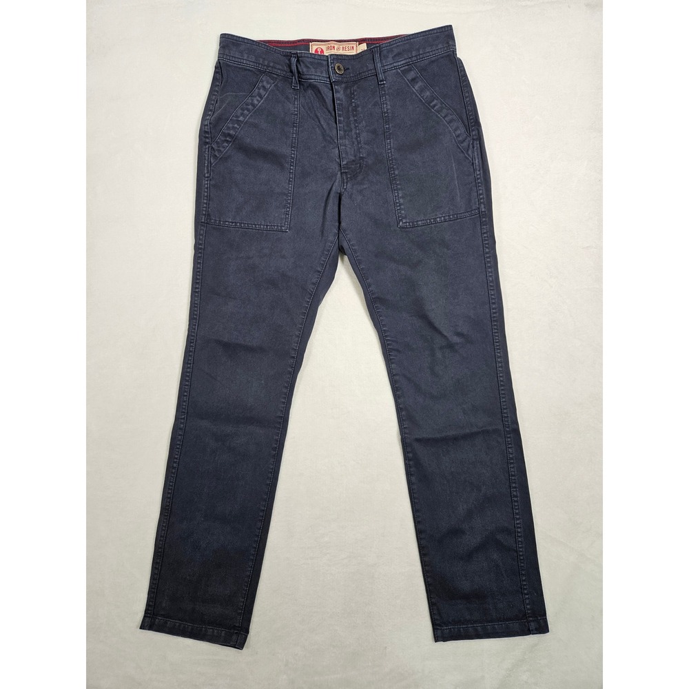 Iron and Resin Union Work Pants Bedford Cord Navy Blue Fatigue Trousers Mens 32
